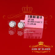 King of Blings- 925 White Silver Sterling 0.36ct Cubic Zirconia Hip Hop Floral Women's Earrings KING OF BLINGS