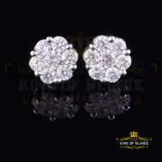 King of Blings- 925 Sterling White Silver 3.00ct Diamond Women's /Men's Hip Hop Flower Earrings KING OF BLINGS