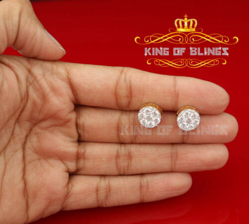 King of Bling's 3.02ct Cubic Zirconia 925 Yellow Silver Women's & Men's Hip Hop Round Earrings KING OF BLINGS
