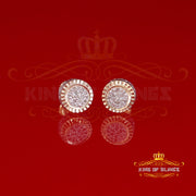 0.10ct Diamond 925 Sterling Silver Yellow Round Earrings For Men's / Women's KING OF BLINGS
