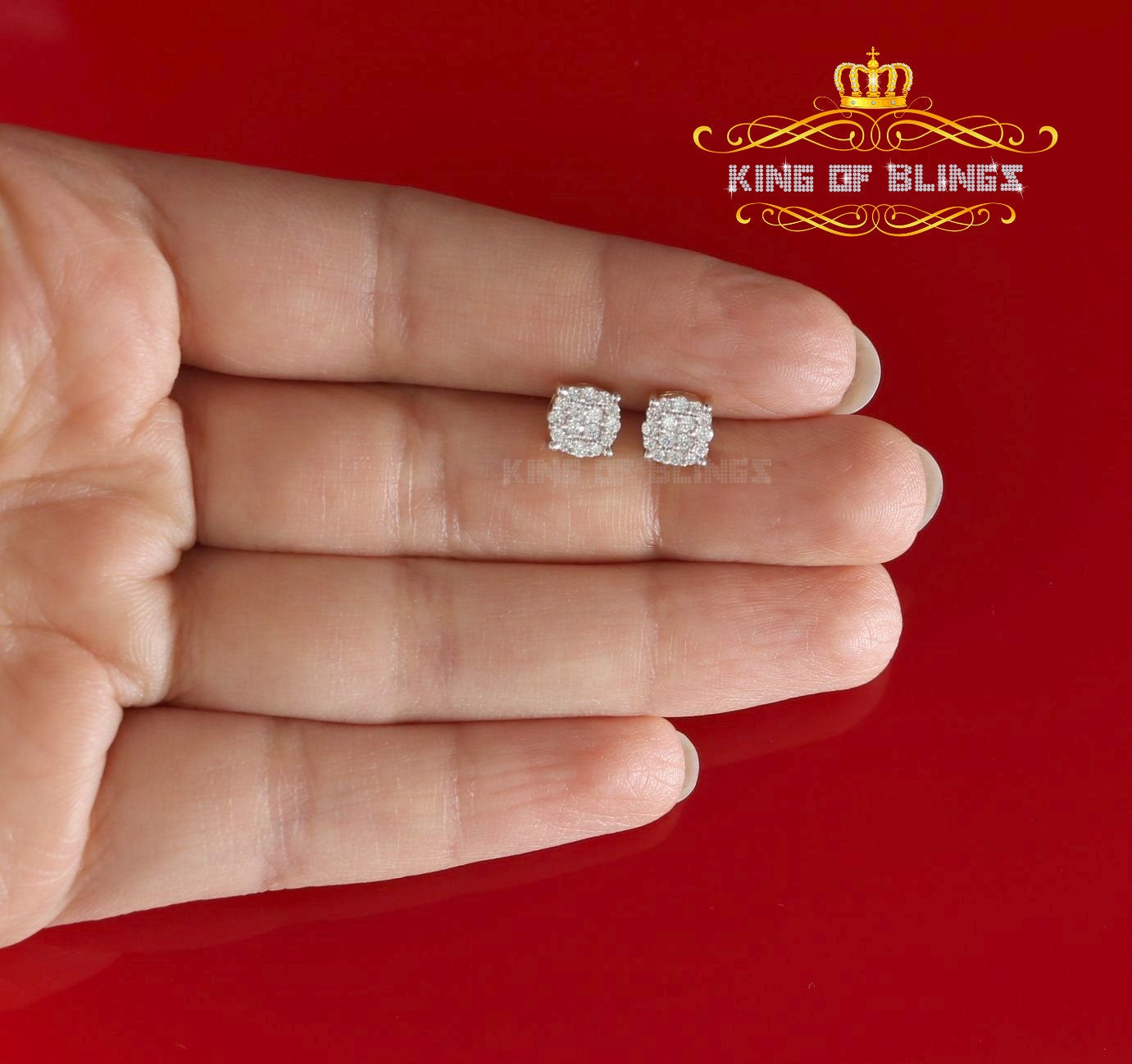 King of Bling's Aretes Para Hombre 925 Yellow Silver 0.84ct Cubic Zirconia Round Women's Earring KING OF BLINGS