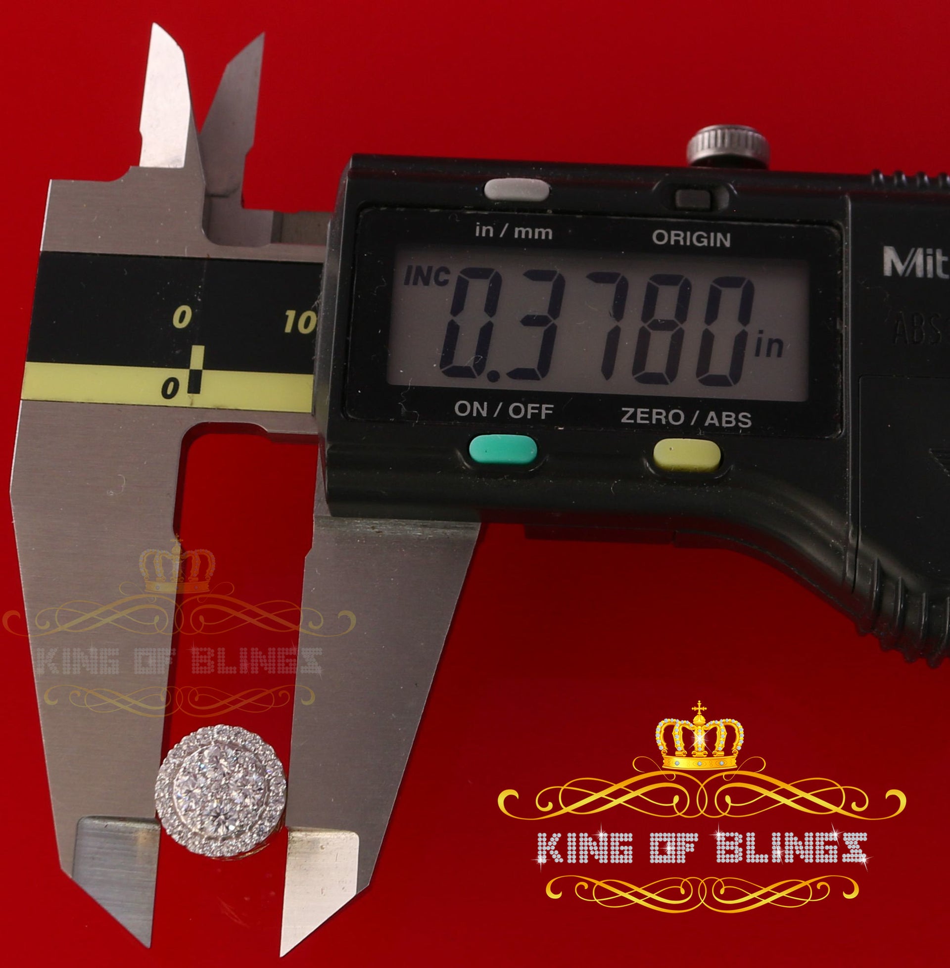 King of Bling's 925 Yellow Silver 1.77ct Cubic Zirconia Women's & Men's Hip Hop Round Earrings KING OF BLINGS