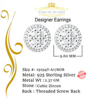 King of Bling's 925 Yellow Silver 1.77ct Cubic Zirconia Women's & Men's Hip Hop Round Earrings KING OF BLINGS