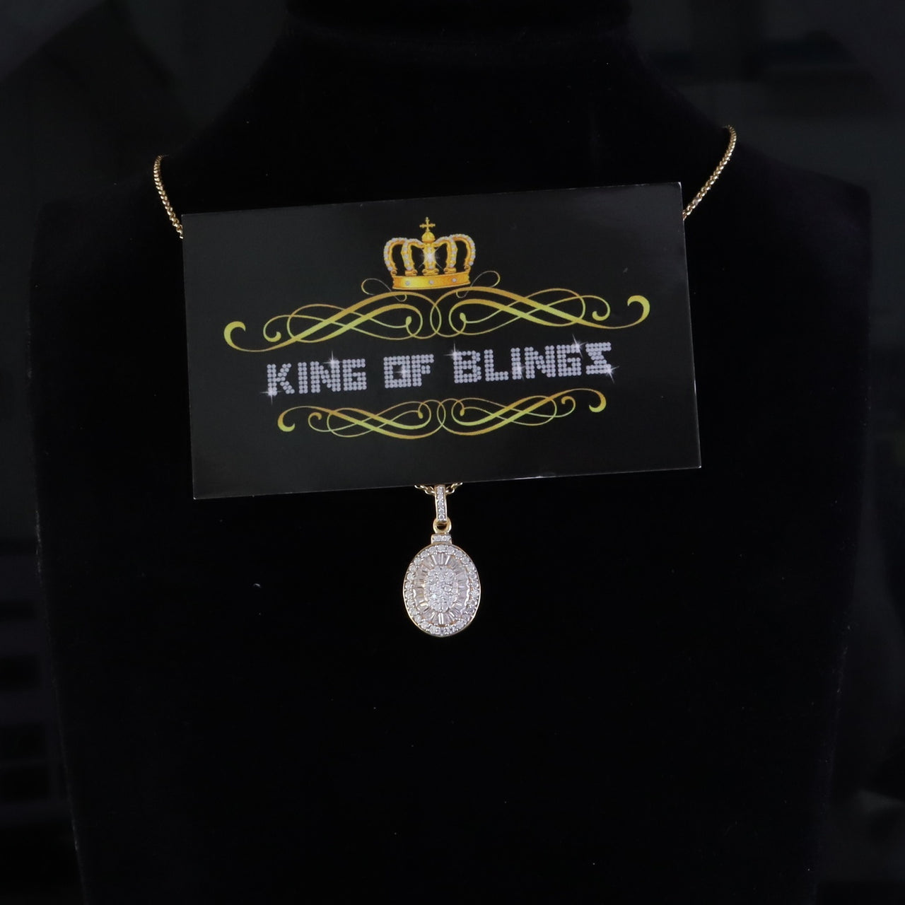 King Of Bling's 925 Sterling Yellow Silver 1.00ct VVS D CLr. Moissanite Oval Pendant for Womens KING OF BLINGS