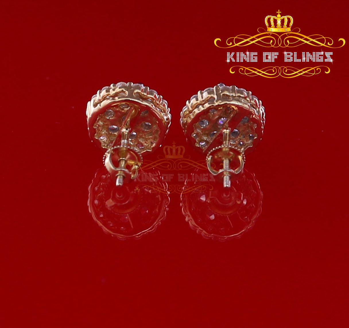 King of Bling's Aretes Para Hombre 925 Yellow Silver 2.53ct Cubic Zirconia Round Women's Earring KING OF BLINGS