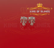 King of Blings- 1.96ct Cubic Zirconia Aretes Para Hombre 925 White Silver Women's Round Earring KING OF BLINGS