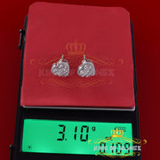 King of Blings- 925 White Sterling Silver 1.48ct Cubic Zirconia Men's & Women's Heart Earrings KING OF BLINGS