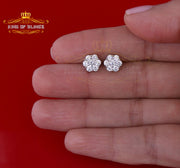 King of Blings- 925 White Silver Sterling 2.06ct Cubic Zirconia Hip Hop Floral Women's Earrings KING OF BLINGS