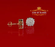King of Bling's Aretes Para Hombre 925 Yellow Silver 1.22ct Cubic Zirconia Round Women's Earring KING OF BLINGS