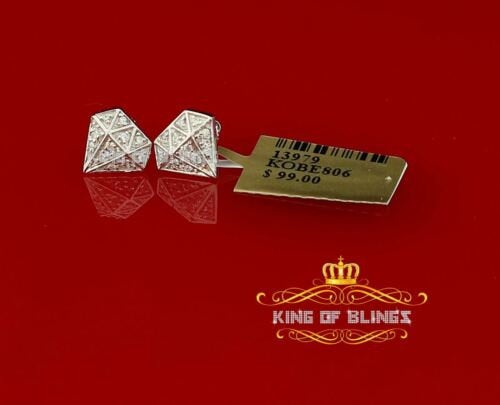 King of Bling's 0.24ct Cubic Zirconia 925 White Silver Women's & Men's Hip Hop Stud Earrings KING OF BLINGS
