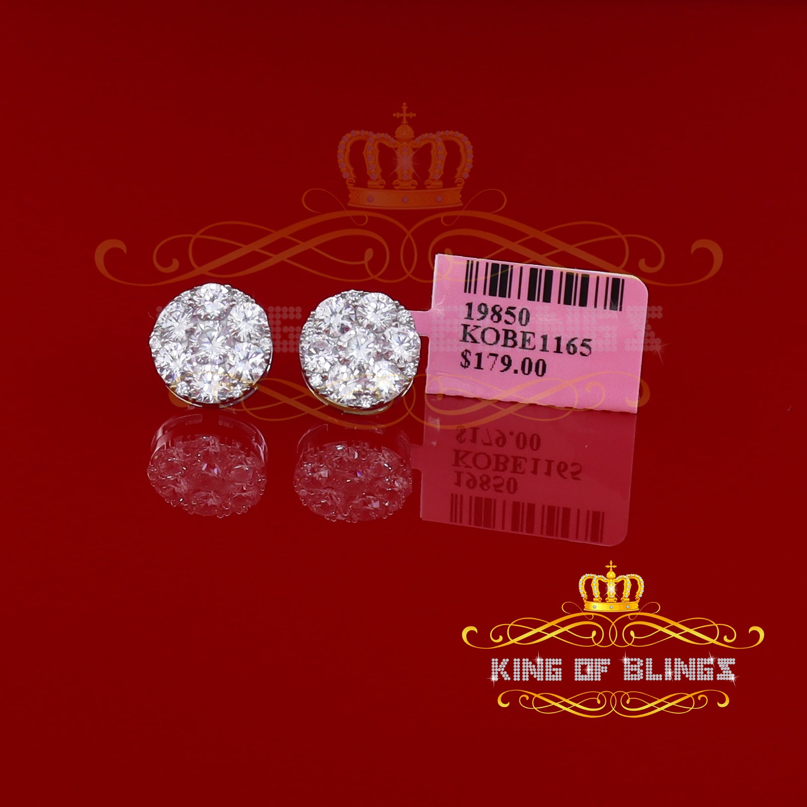 King of Blings- White 925 Sterling Silver 4.83ct Cubic Zirconia Women's & Men's Round Earrings KING OF BLINGS