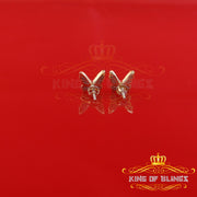 King of Bling's Women's 0.34ct Cubic Zirconia Butterfly Stud Earring Yellow 925 Sterling Silver KING OF BLINGS
