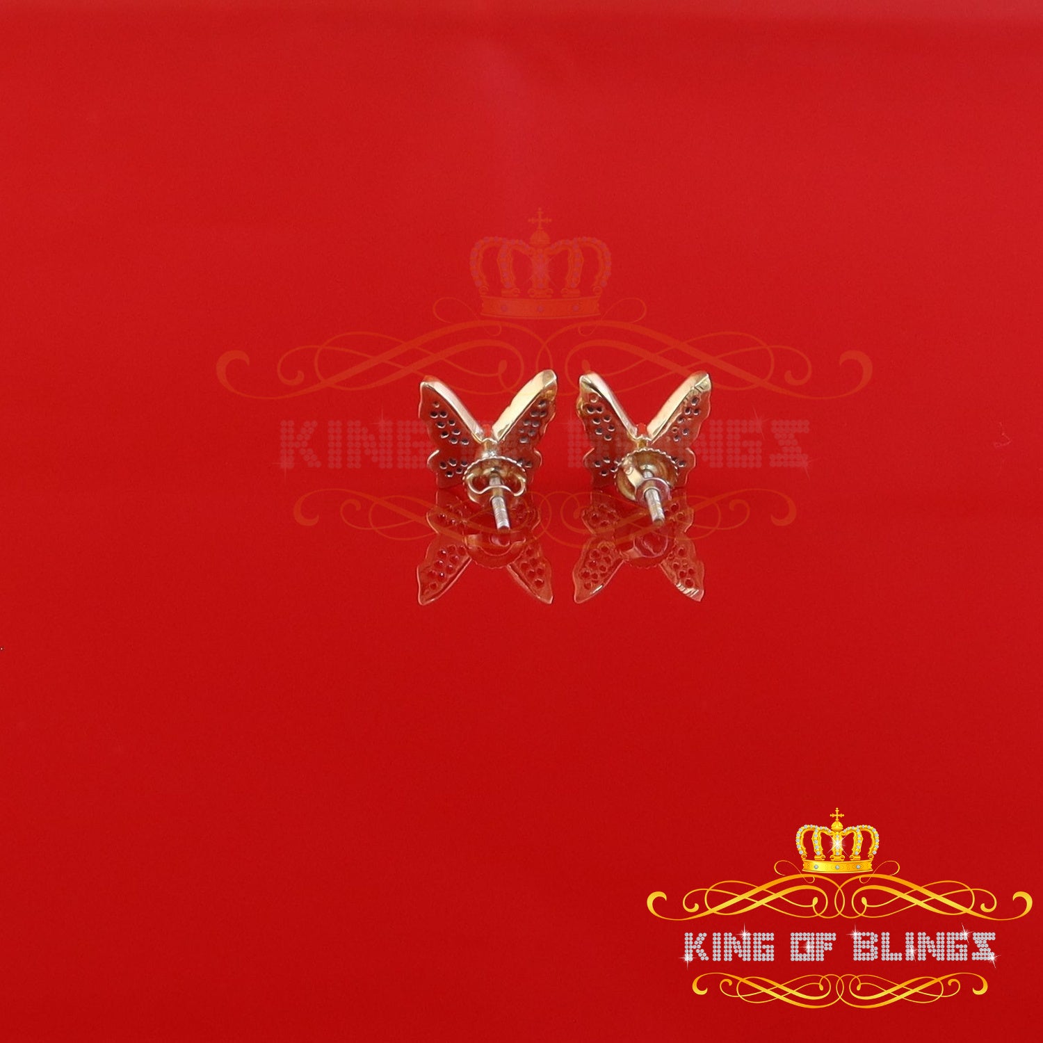 King of Bling's Women's 0.34ct Cubic Zirconia Butterfly Stud Earring Yellow 925 Sterling Silver KING OF BLINGS