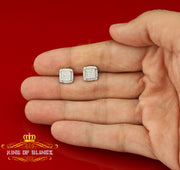 King of Blings- 925 Silver White 0.72ct Cubic Zirconia Hip Hop Square Men's & Women's Earrings KING OF BLINGS