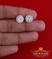 King of Bling's 925 Yellow Silver 4.42ct Cubic Zirconia Women's & Men's Hip Hop Round Earrings KING OF BLINGS