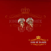 King of Bling's 925 Yellow Silver 2.1ct Cubic Zirconia Women's & Men's Hip Hop Floral Earrings KING OF BLINGS
