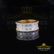 King of Bling's Women for Round Band Rings SZ 7 Sterling Silver 3.50ct VVS 'D' Moissanite Yellow KING OF BLINGS