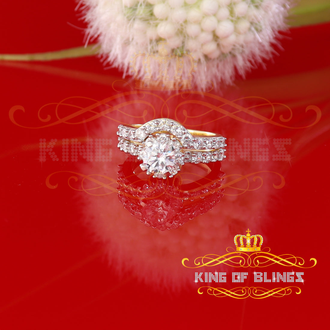 King Of Bling's 925 Sterling Yellow Silver Round 5.25ct Cubic Zirconia Women's Ring Size 6.5 KING OF BLINGS