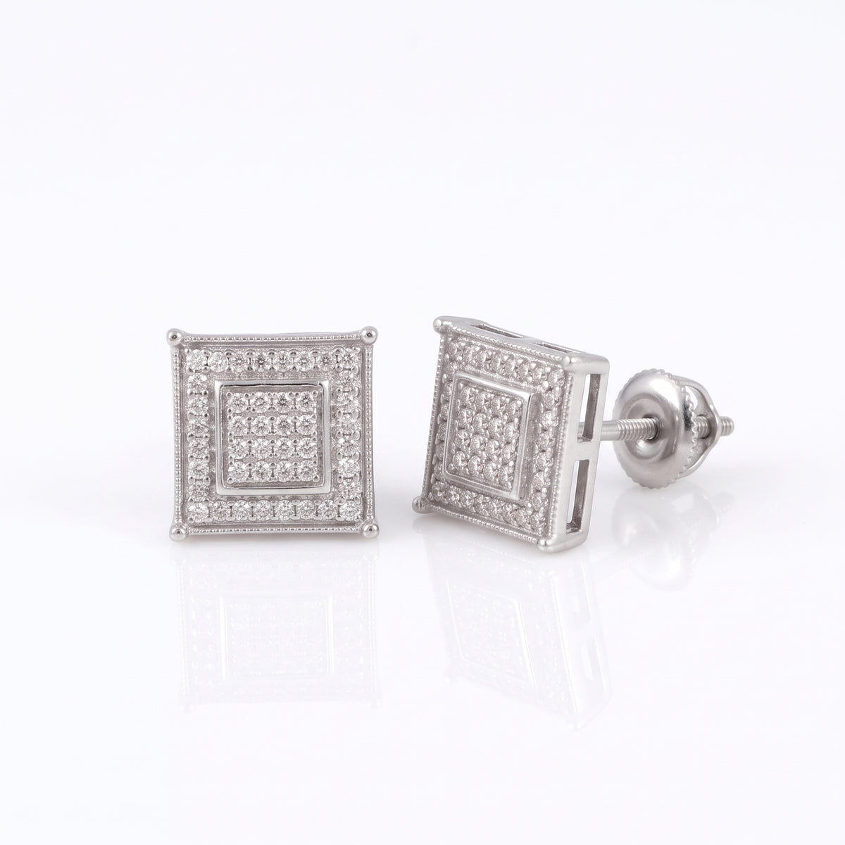King Of Bling's 0.20ct Genuine Diamond 925 White Sterling Silver Hip Hop Men's/Women's Earrings KING OF BLINGS