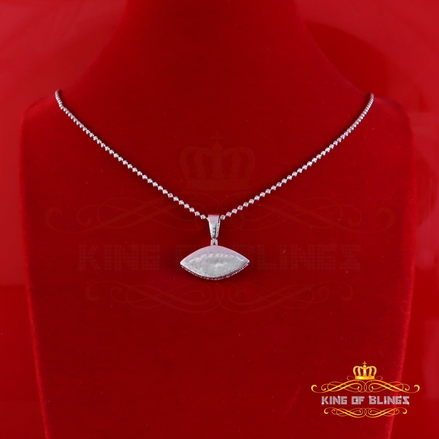 King Of Bling's White Sterling Silver 2.0ct VVS D Moissanite Charm Evil Pendant Men's & Women's KING OF BLINGS