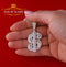 White 925 Sterling Silver Dollar Sign Pendant with 3.05ct Cubic Zirconia Stone KING OF BLINGS
