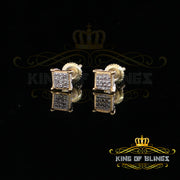 King of Blings-0.05ct Diamond Collection Yellow 925 Sterling Silver Women & Men Square Earrings KING OF BLINGS