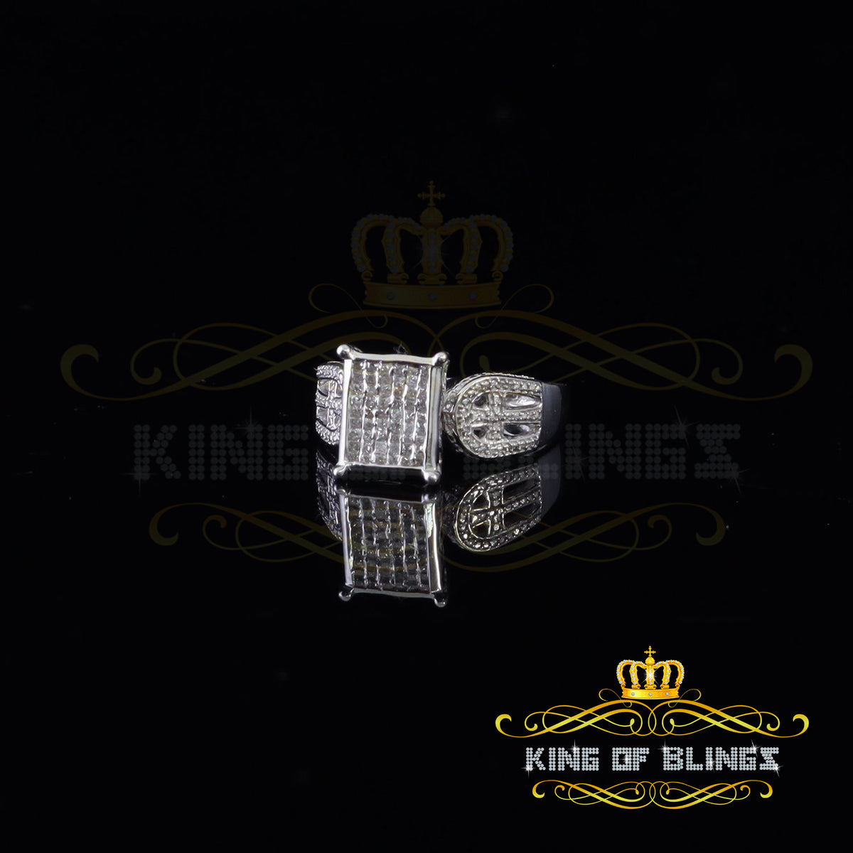 King Of Bling's Elongated 0.33 CT 925 Silver White Cinderella Womens Real Diamond Ring SZ 7 KING OF BLINGS