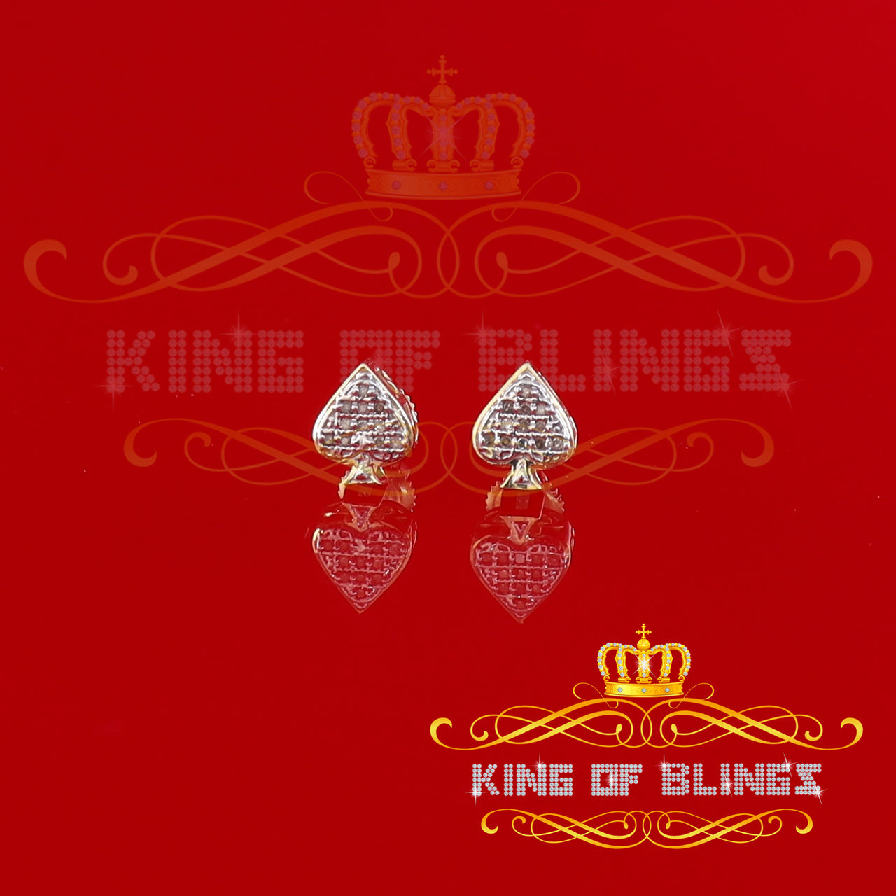 King of Blings-925 Sterling Silver Yellow 0.05ct Diamond For Women's & Men's Stud Heart Earring
