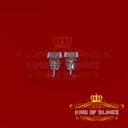 King of Blings- 2.00ct Cubic Zirconia 925 White Silver Women's & Men's Hip Hop Square Earrings KING OF BLINGS