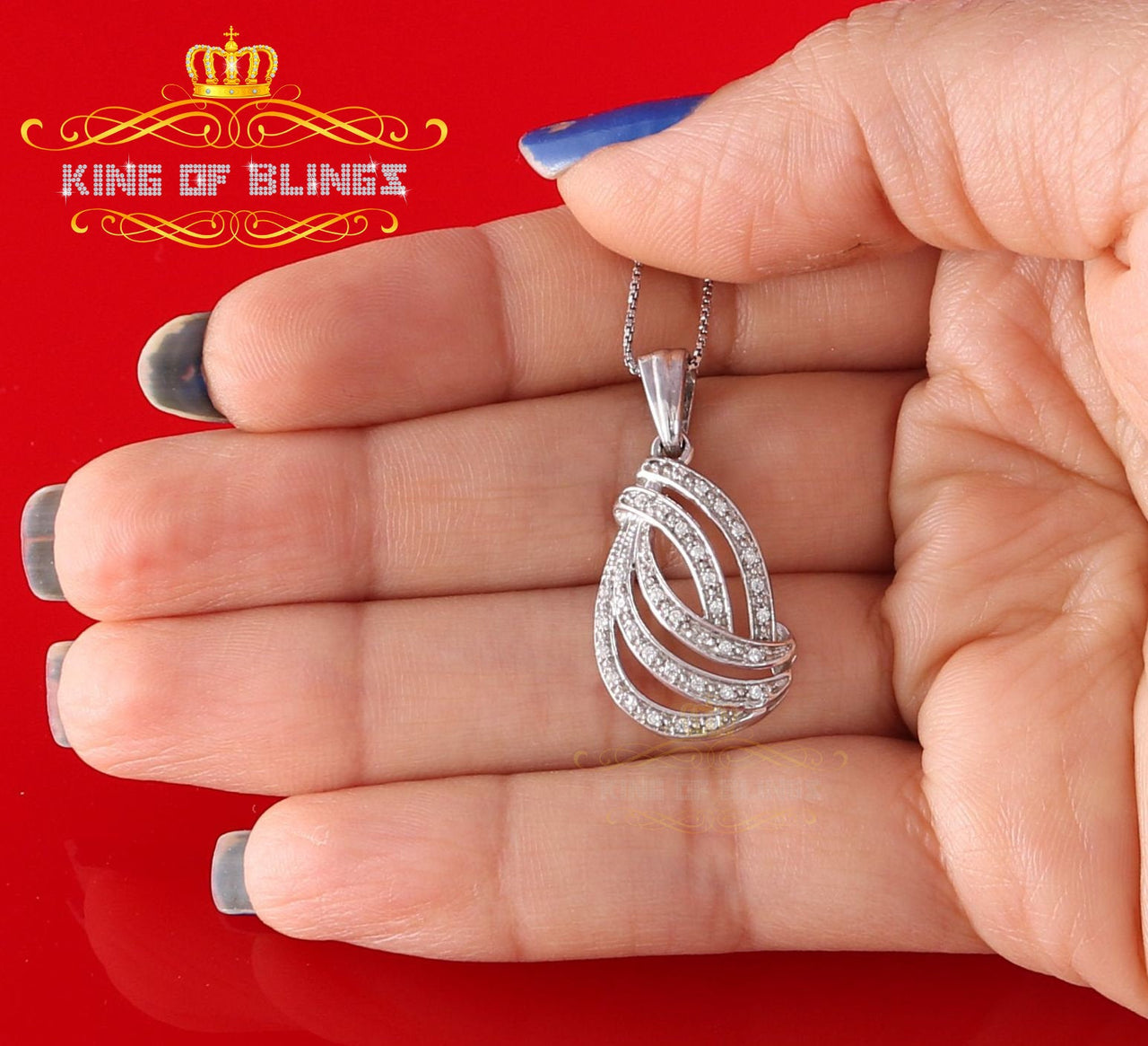 King Of Bling's Beautiful White 925 Silver Pendant Charming FASHION Shape 0.28ct Cubic Zirconia