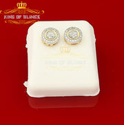King of Bling's Aretes Para Hombre 925 Yellow Silver 0.5ct Cubic Zirconia Round Women's Earrings KING OF BLINGS