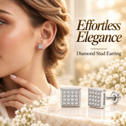 King Of Bling's 925 White Sterling Silver 0.15ct Diamond For Women's & Men's Square Earrings KING OF BLINGS