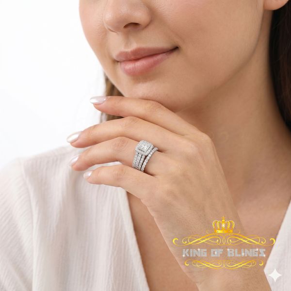 King Of Bling's6.56ct Cubic Zirconia White Sterling Silver Square Engagement Womens Ring Size 8 KING OF BLINGS