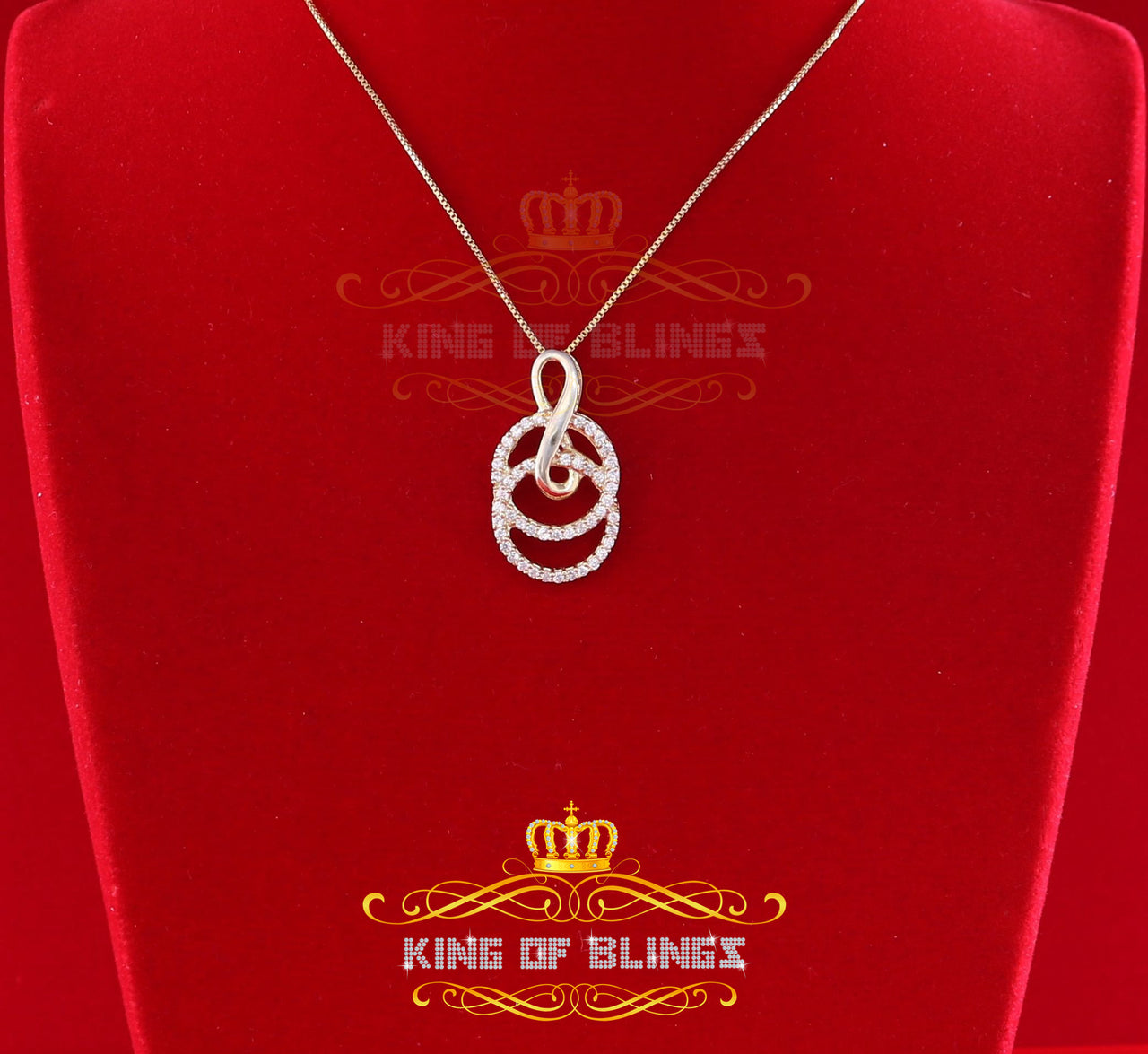 King Of Bling's Fashion Sterling Silver 925 Charm Necklance Yellow Pendant 1.44ct Cubic Zirconia