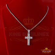 King Of Bling's Women's 925 White Silver 2.0ct VVS D Clr. Moissanite Baguette Cross Pendant for KING OF BLINGS