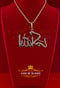 Yellow Allah hu-Akbar 925 Sterling Silver Pendant with 3.35ct Cubic Zirconia KING OF BLINGS