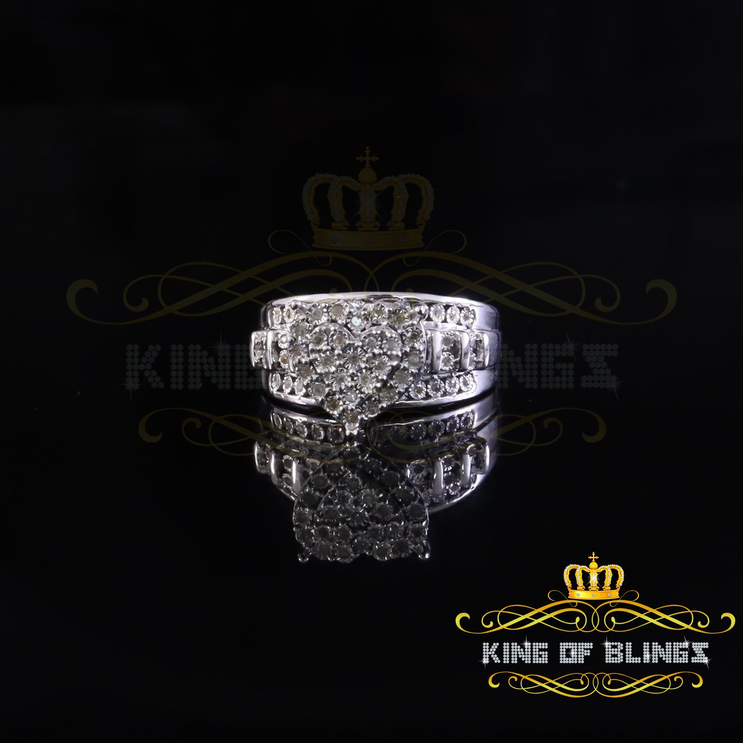 King Of Bling's New Cindarella Heart Ring SZ 7 Real Diamond 0.25ct White 925 Silver for Women King of Blings
