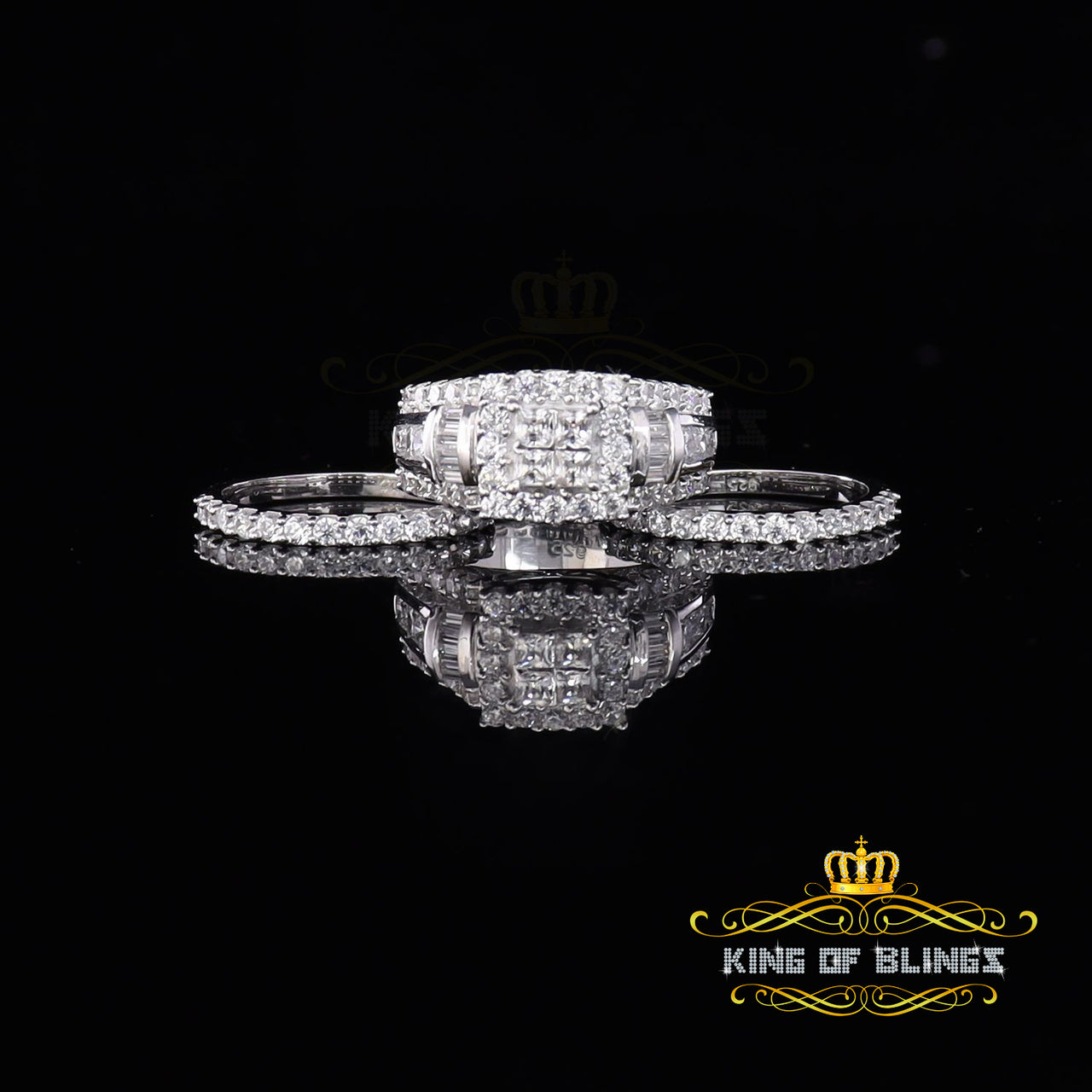 King Of Bling'sWhite 5.00ct Cubic Zirconia Silver 3 Piece Bridal Fashion Womens Ring size 7