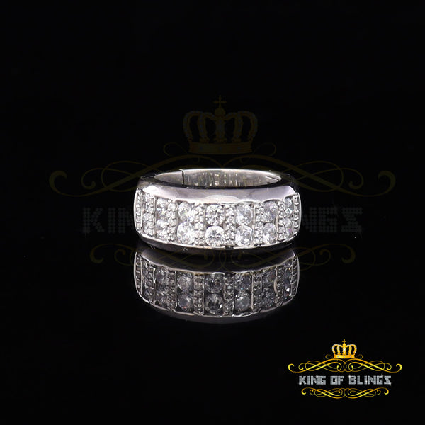 King Of Bling's3.00ct Cubic Zirconia White Silver Round Men's Adjustable Ring From SZ 8 to 10