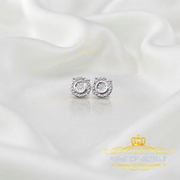 King Of Bling's 0.01ct Diamond 925 Sterling Silver White For Men's & Women's Stud Round Earring KING OF BLINGS