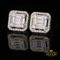 King of Blings- White 925 Silver 0.96ct Cubic Zirconia Women's Hip Hop Baugette Square Earrings KING OF BLINGS