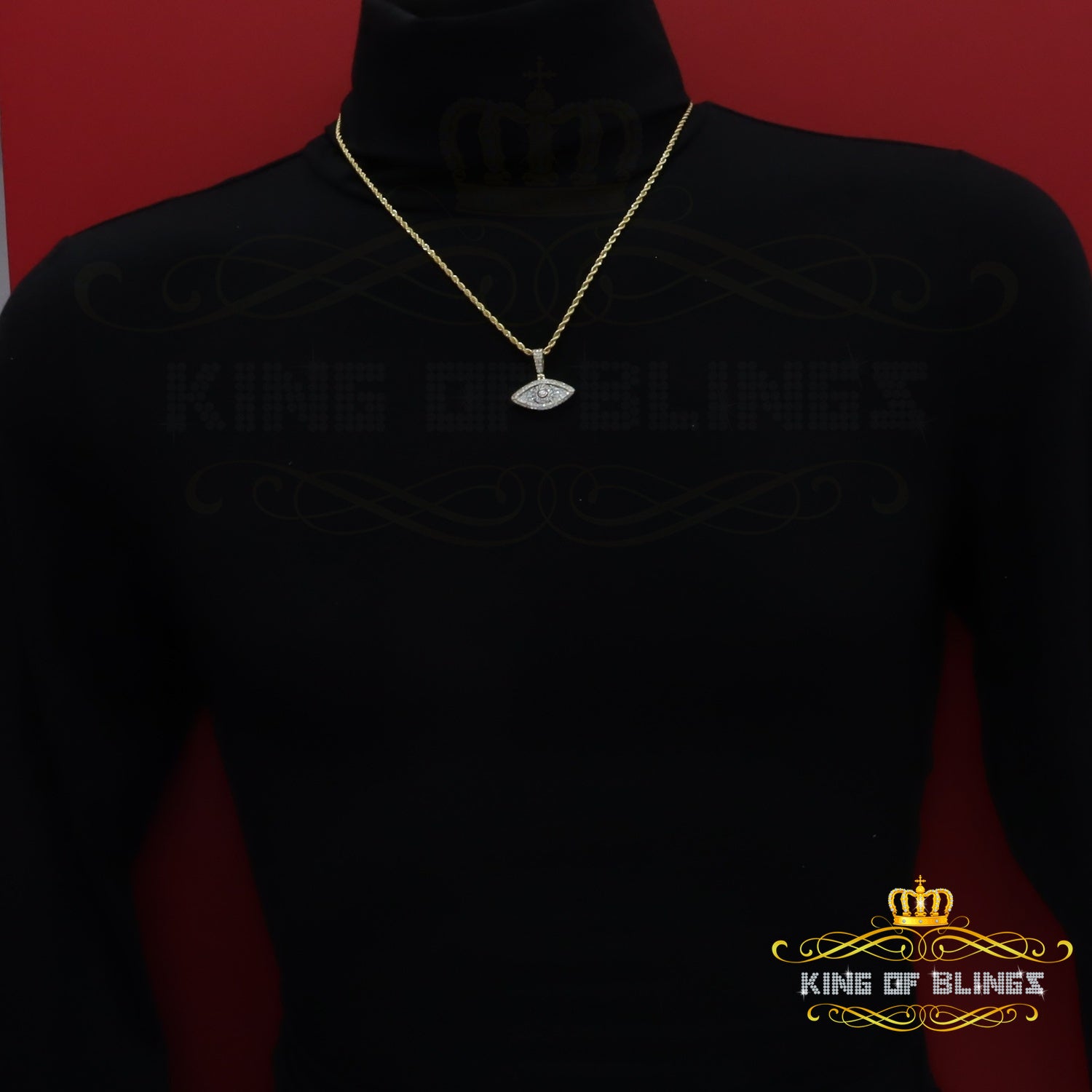 King Of Bling's 2.0ct VVS D Moissanite Yellow Sterling Silver Charm Evil Pendant Men's & Women's KING OF BLINGS