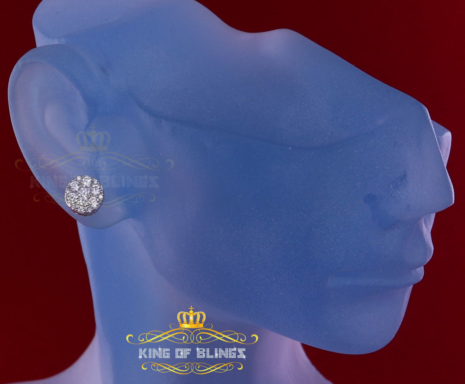 King of Blings- 1.72ct Cubic Zirconia 925 White Sterling Silver Women's Hip Hop Round Earrings KING OF BLINGS