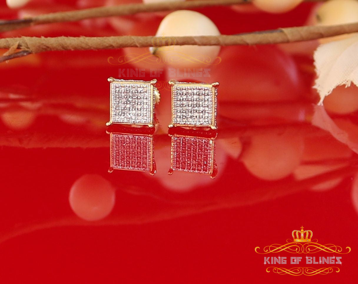 King of Blings-0.20ct Diamond Collection Yellow 925 Sterling Silver Women & Men Square Earrings