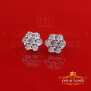 0.05ct Diamond Sterling Silver Yellow Floral Style Earrings For Men's & Women's KING OF BLINGS