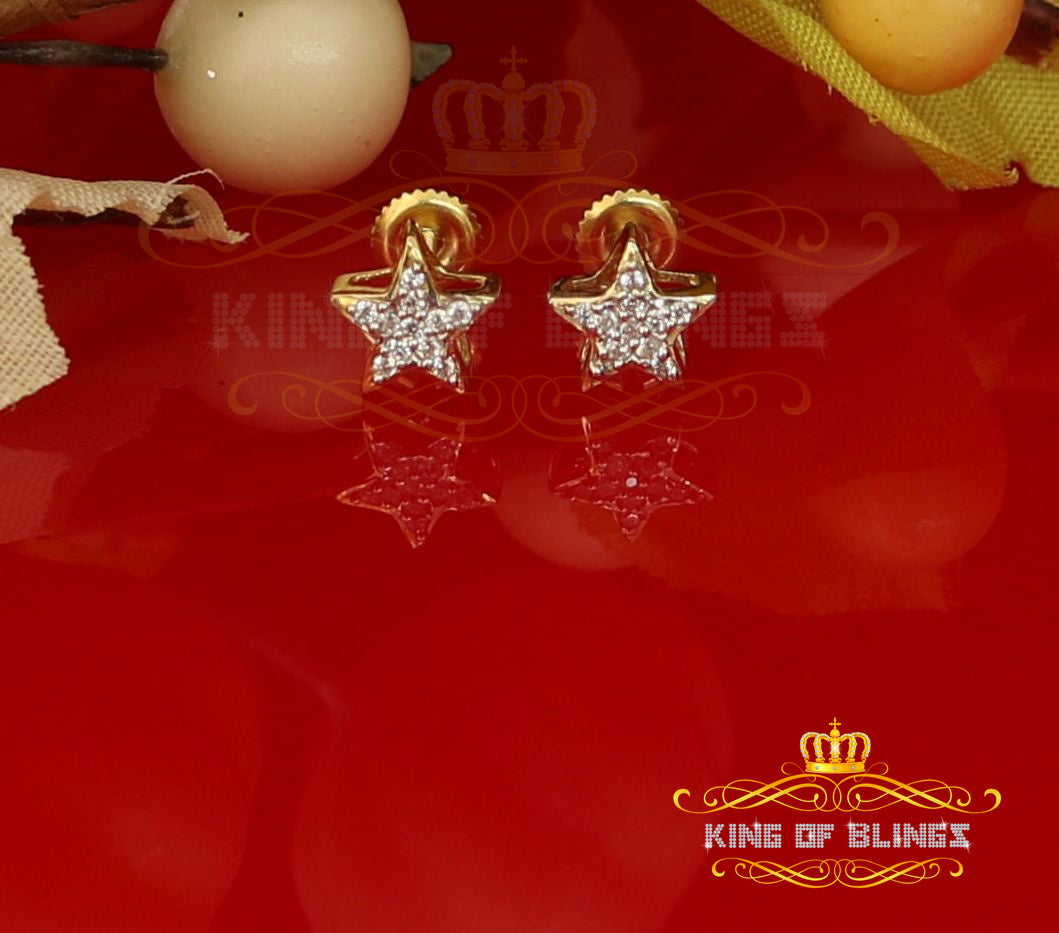 King of Bling's Hip Hop Yellow Silver Screw 0.22ct Cubic Zirconia Women's & Men's Star Earrings KING OF BLINGS