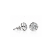 King Of Bling's 925 Sterling White Silver 0.10ct Diamond For Women's & Men's Round Earrings KING OF BLINGS