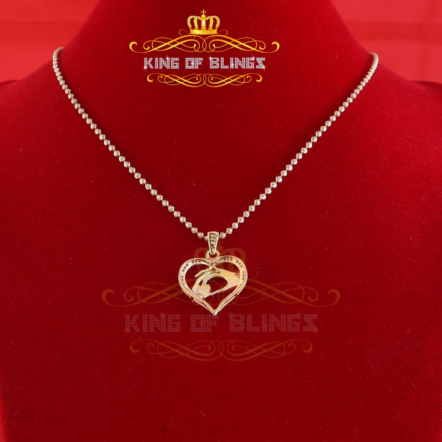King Of Bling's Silver 0.20ct Cubic Zirconia Heart Mother Caring Yellow Pendant for Mothers Day KING OF BLINGS