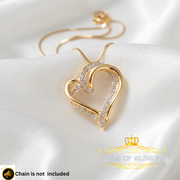 King Of Bling's Real 0.10 ct Diamond 925 Sterling Silver HEART Charm Necklace Yellow Pendant KING OF BLINGS