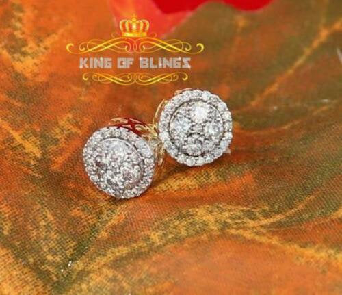 King Of Bling's 1.00ct Diamonds Real 10K Gold Stud Yellow Round For Women's / Men's Earrings
